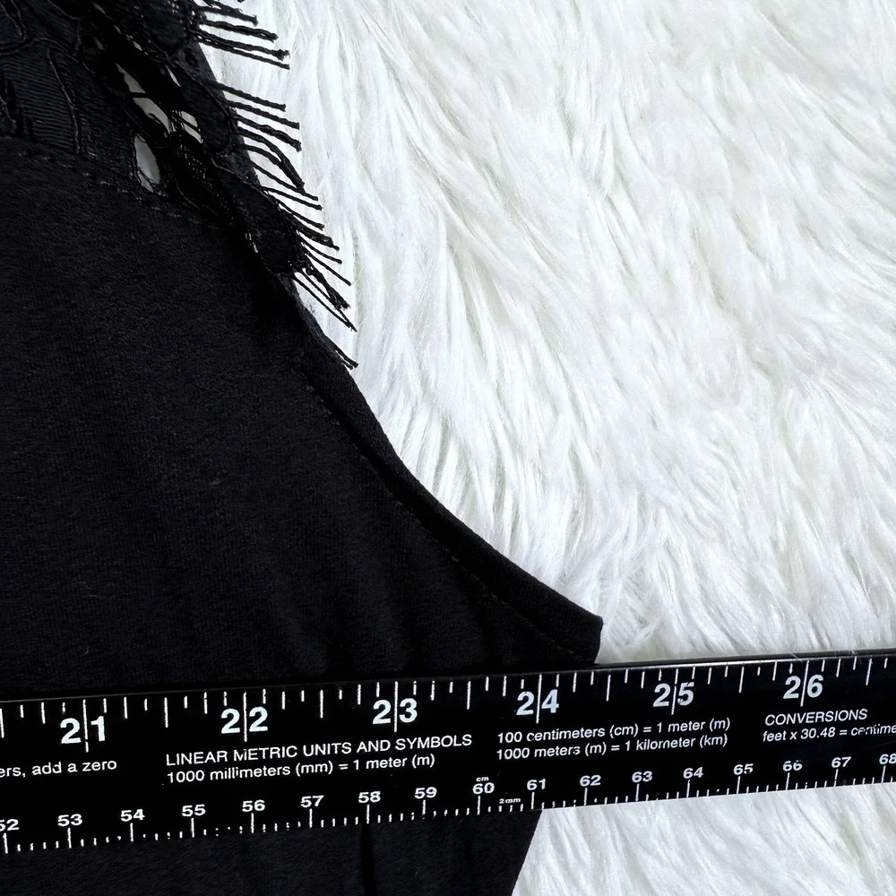 Perch by Blu‎ Pepper Womens Plus 2X Boho Top Black Lace Trim Crochet Yoke Blouse